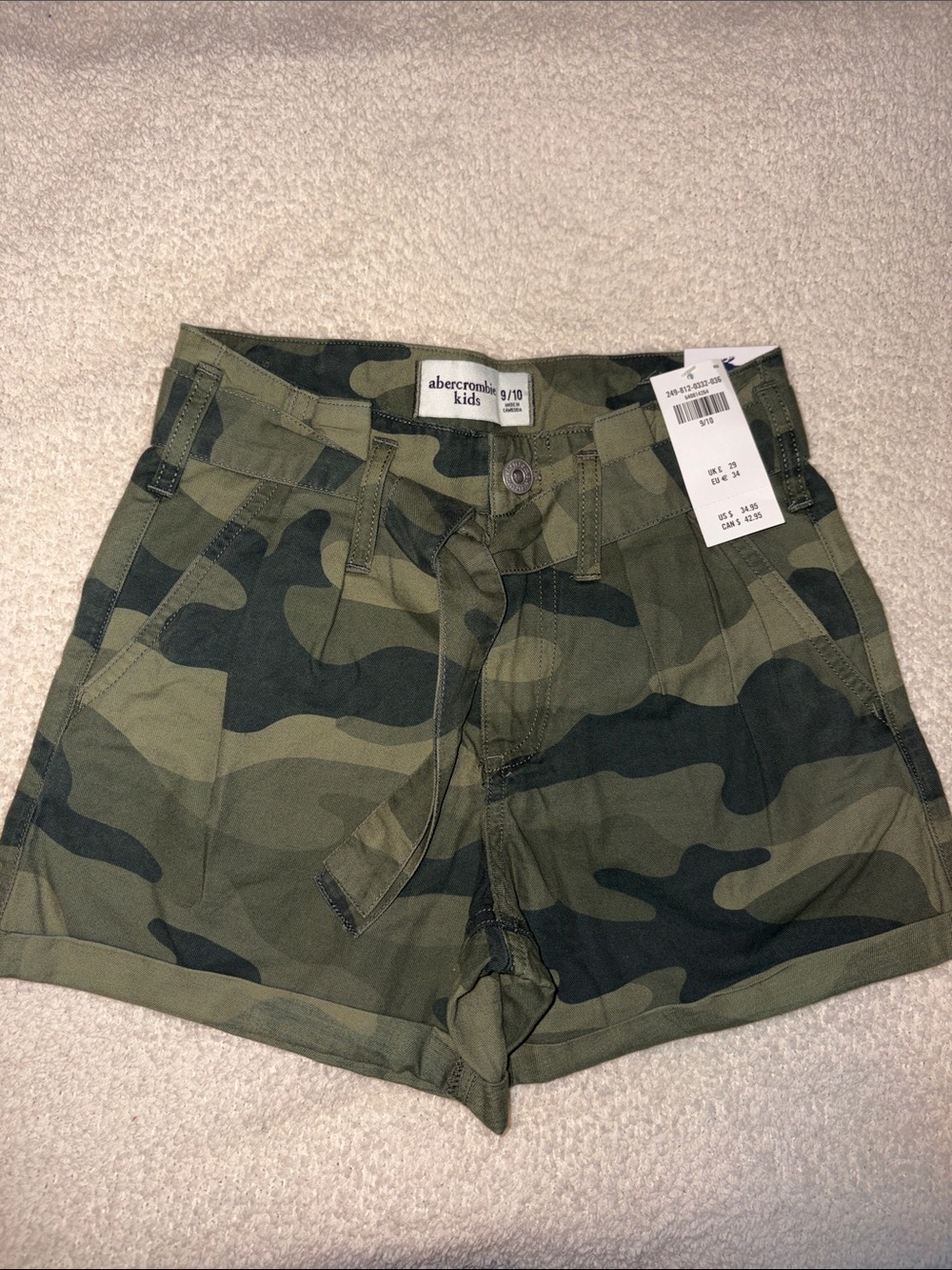abercrombie kids Olive & Dark Green Camo High-Waist Shorts